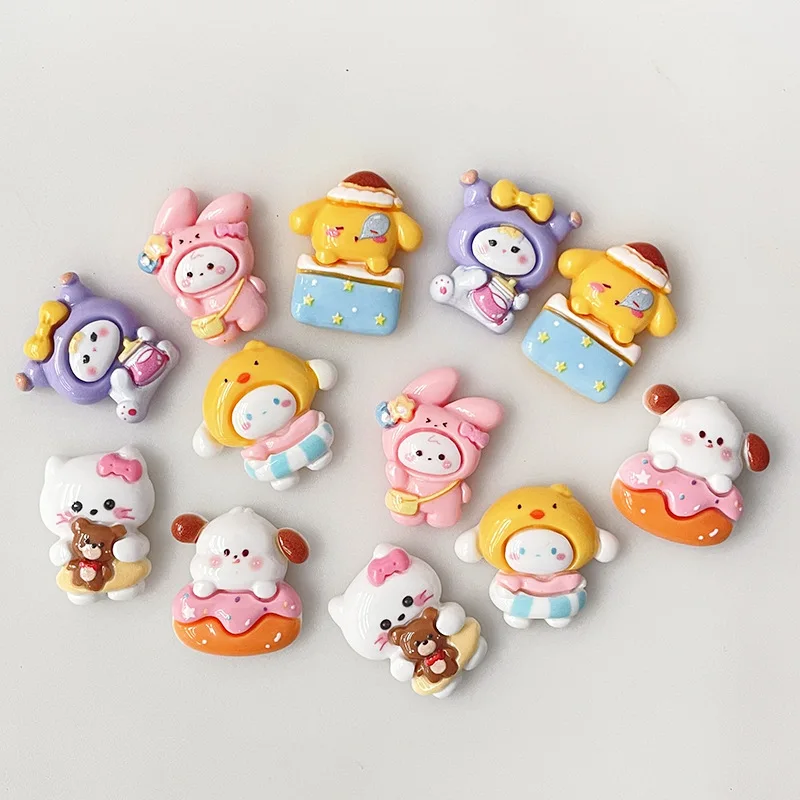 

100pcs Cartoon Flatback Resin Sanrio series Charms Cabochon Kawaii Dollhouse Decor DIY Crafts Accessories