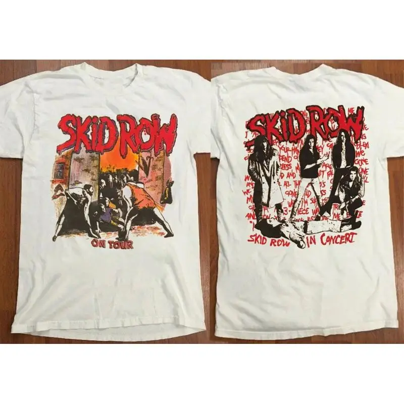 تي شيرت Skid Row Live Concert Tour قطن أبيض مقاس S 5XL KN809 #1