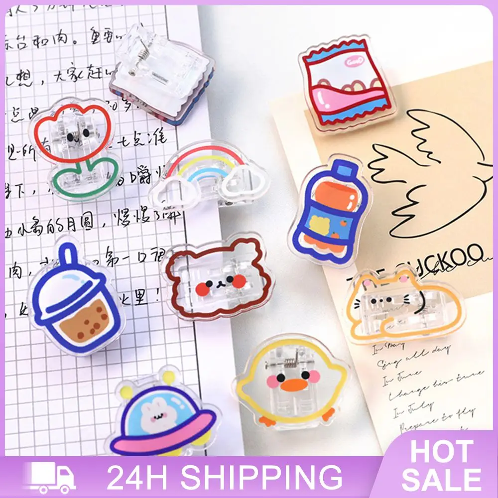 Зажим с уплотнением, милый мультяшный акриловый зажим для классификации данных, многофункциональные офисные принадлежности, безопасный зажим для связывания