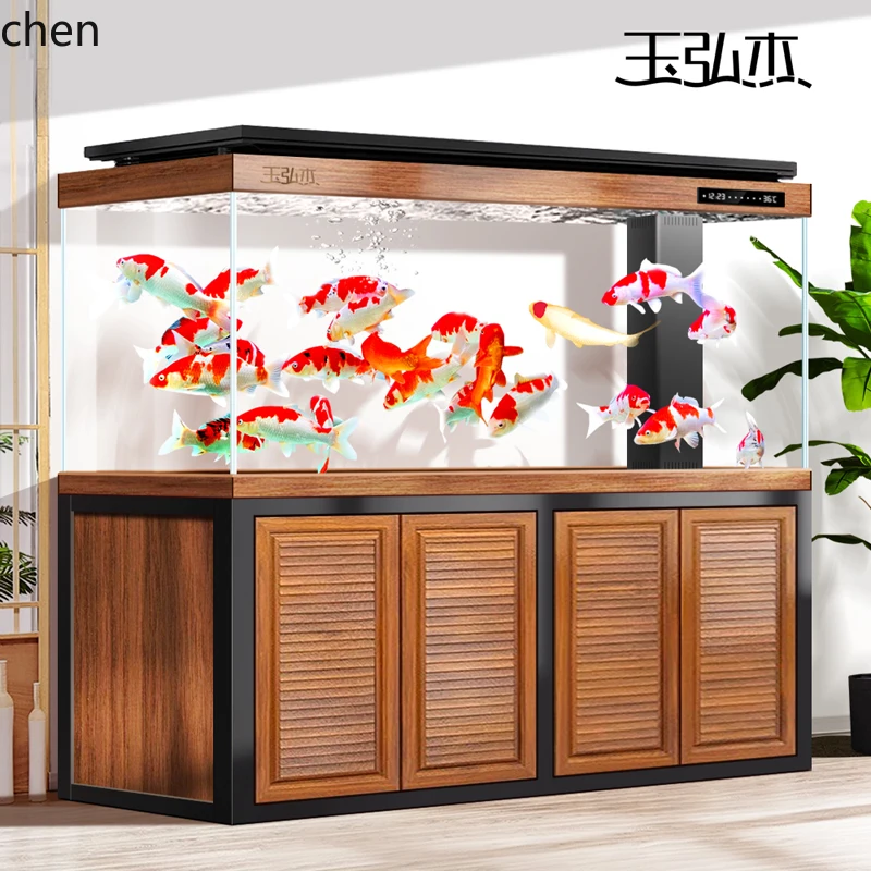 

F1 large fish tank ultra-white glass bottom filter smart living room household water-free
