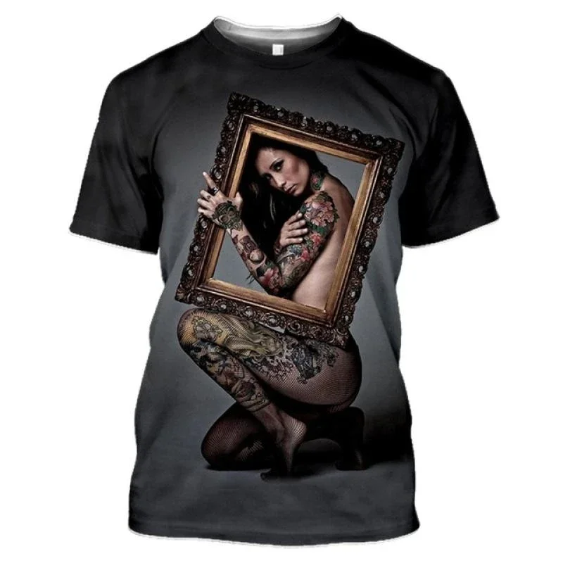 

3D animated men's T-shirts, super sexy, Harajuku Hentai T-shirts, casual Y2K clothes