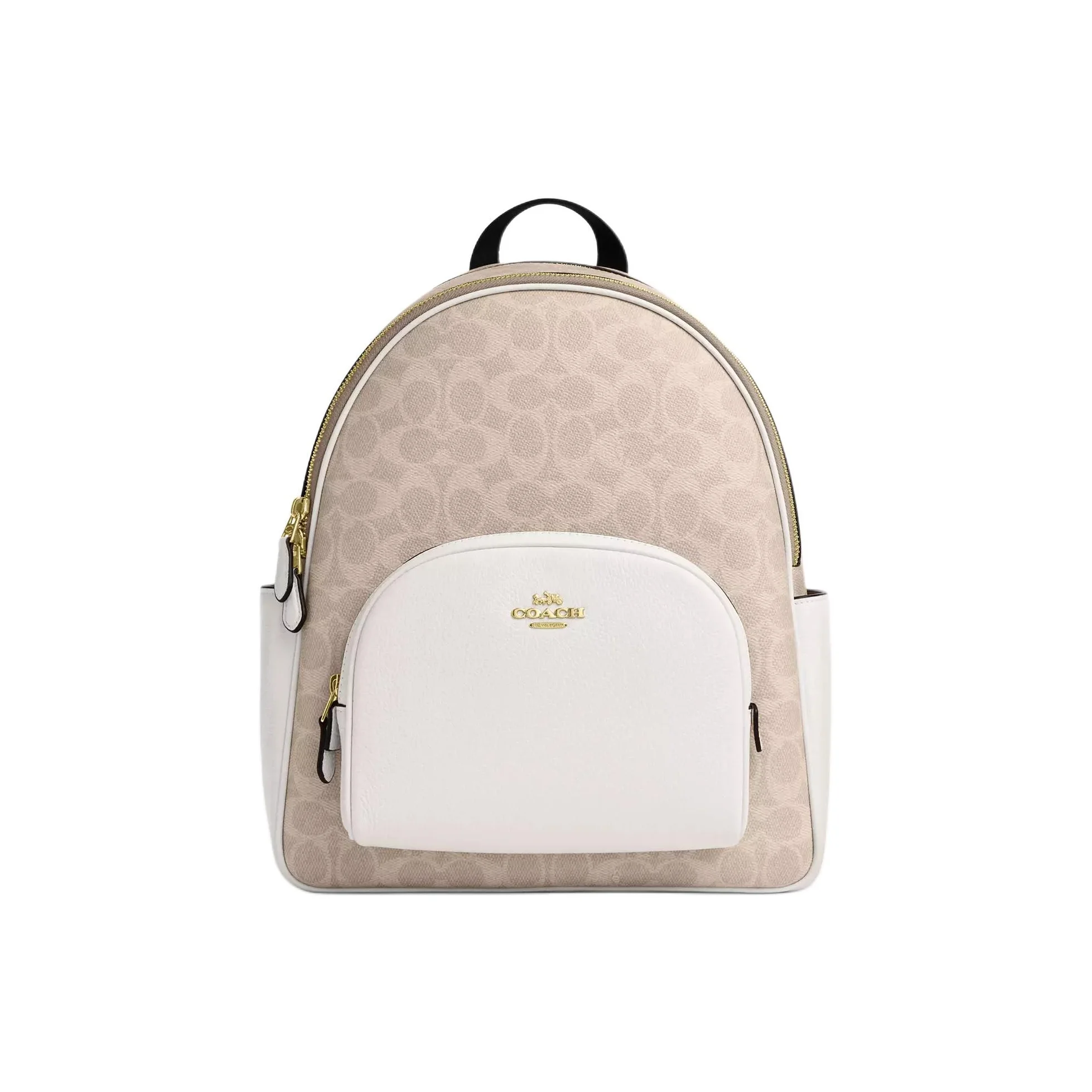 COACH Court Coated Canvas Backpack Large Women's Gold Sand & Chalk CZ176-IMXDM