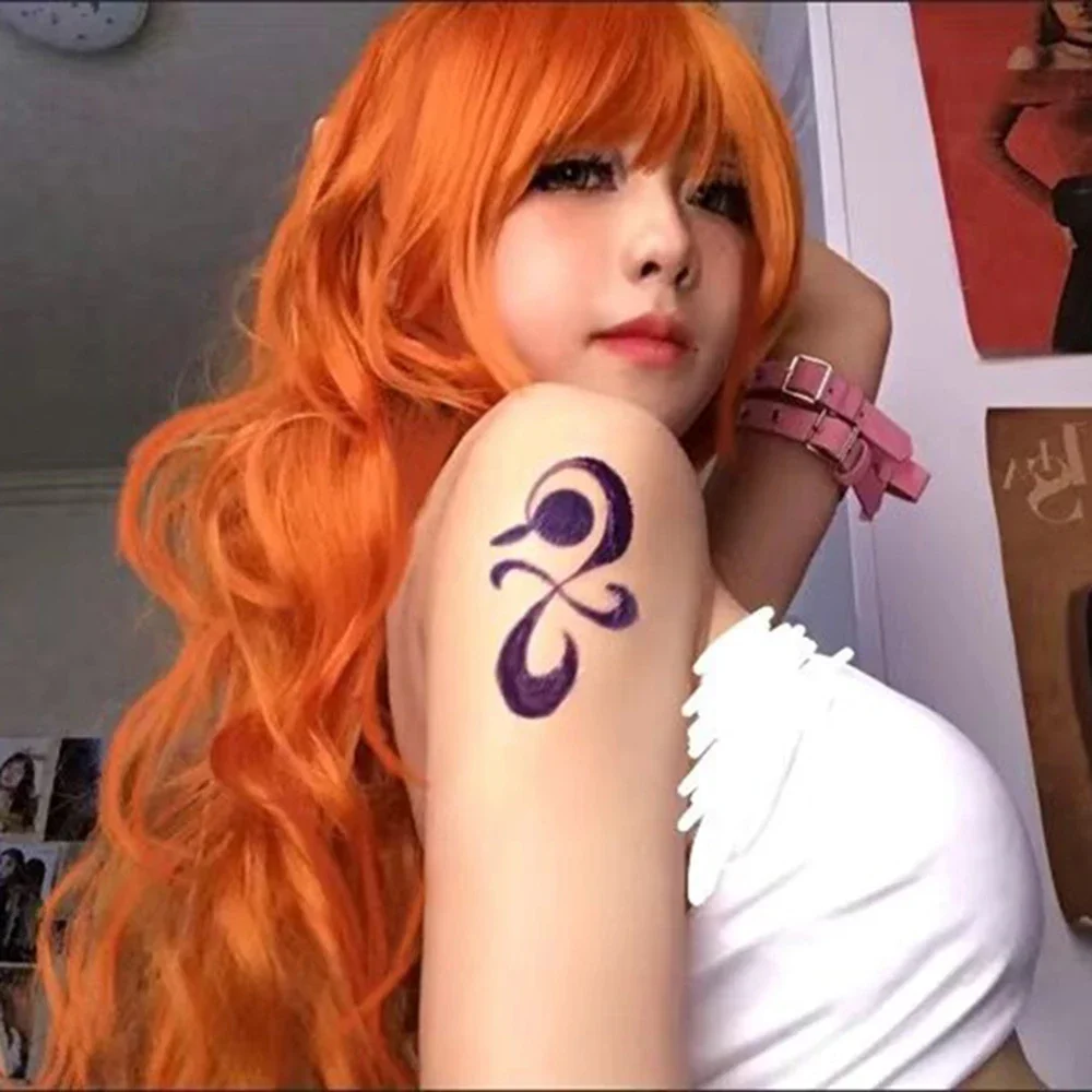 애니메이션 나미 문신 스티커 코스프레 방수 가짜 문신 가장 무도회 파티, 섹시한 문신 스티커 소품 할로윈 액세서리