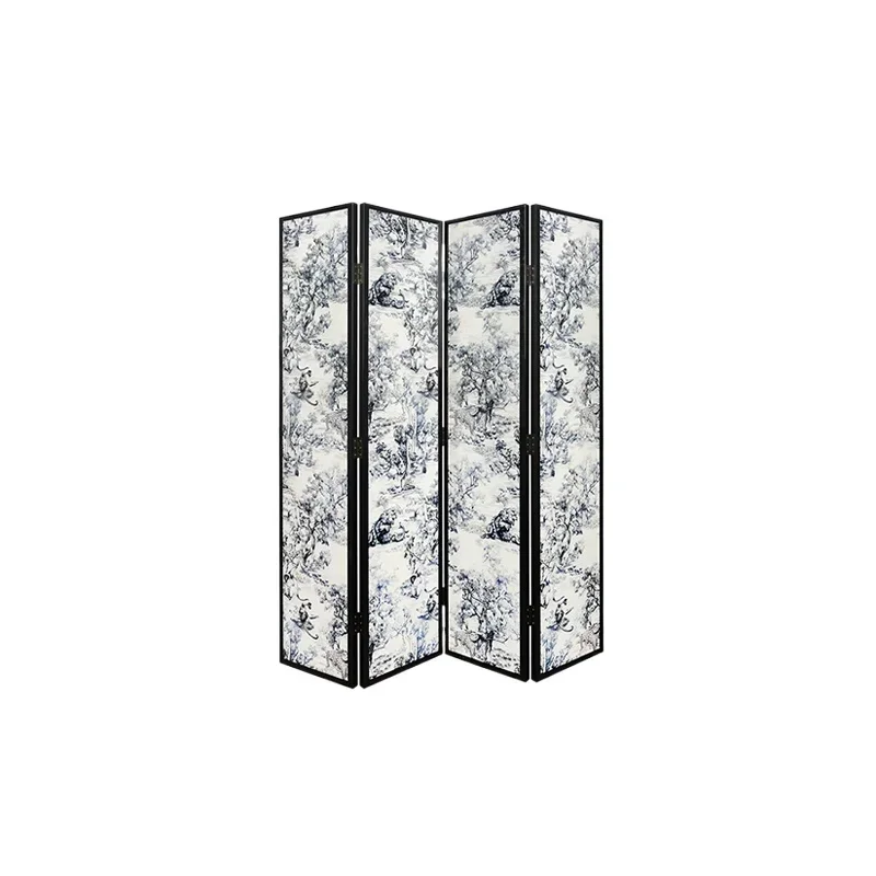 

Wind art lacquer wood French screen ink blue and white new Chinese style