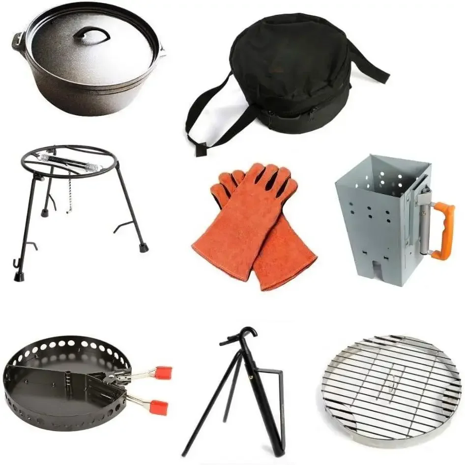 

W_Outdoor Cooking - Dutch Oven and Tools - Charcoal Holder & Cast Iron Grill Accessories - Camping Grill