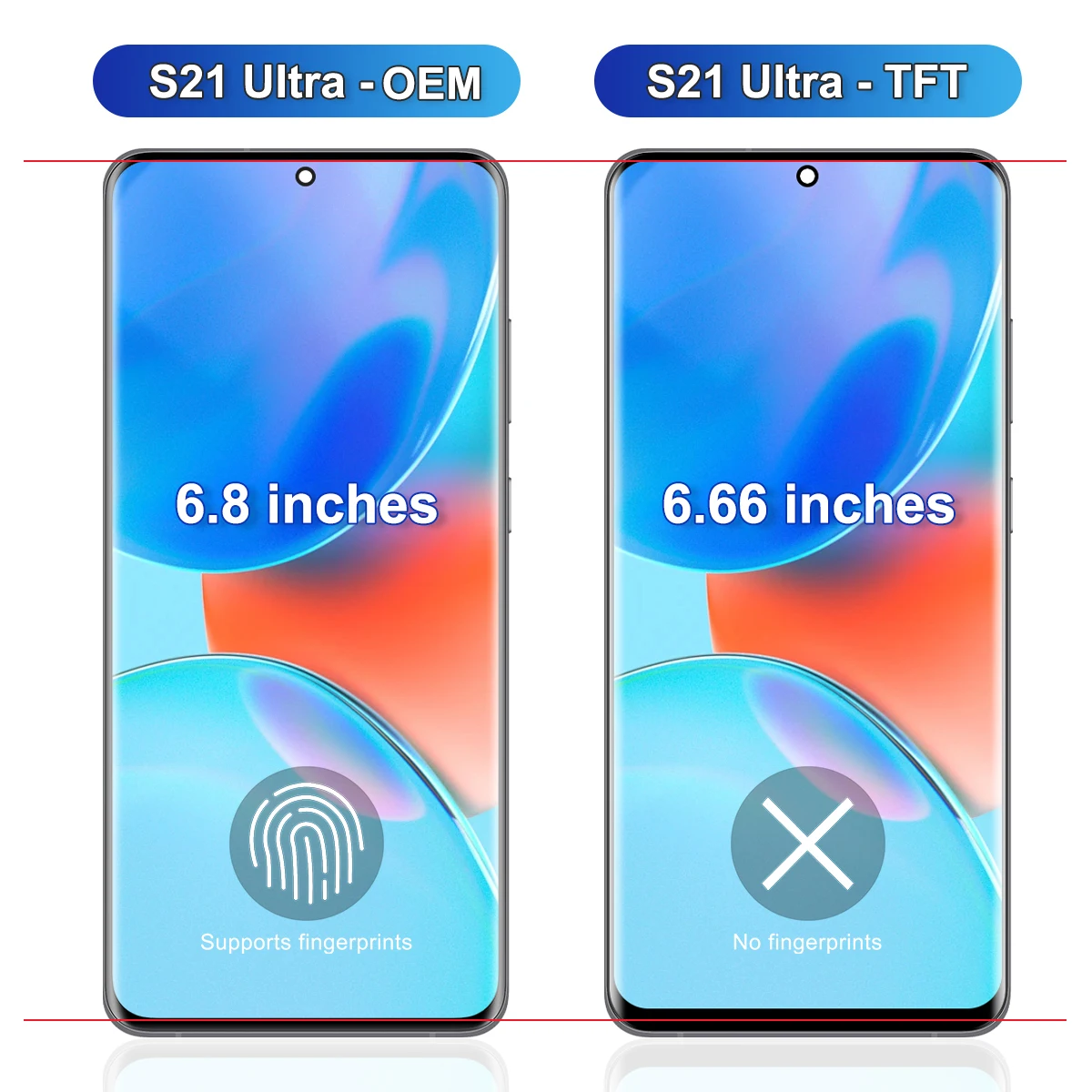 6.66\'\' TFT For Samsung S21 Ultra 5G G998B G998U G998W LCD Display Touch Screen Digitizer Assembly For S21Ultra Display
