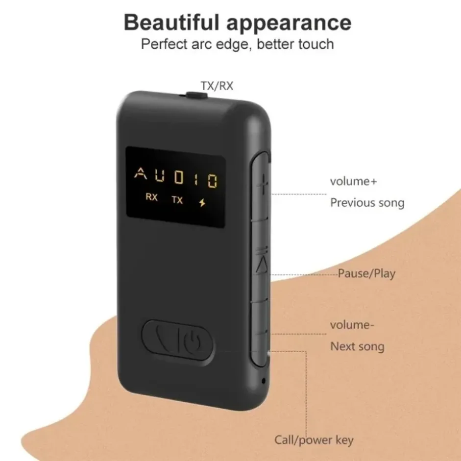 Dual Mode Bluetooth 5.4 Audio Transmitter Receiver 3.5mm AUX Noise Reduction Hands Free Call for Car Stereo Speaker Home Audio