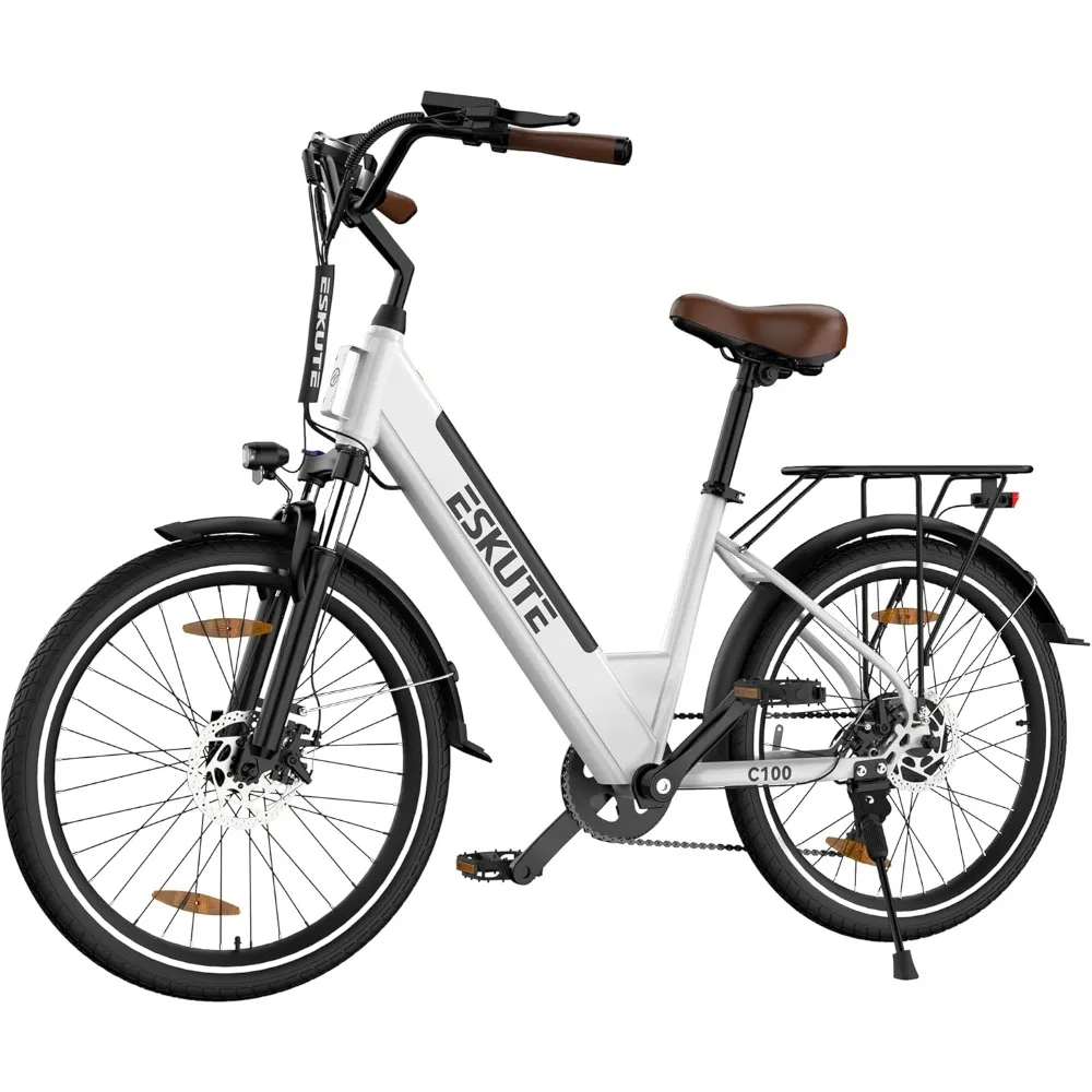 

26 inch electric bike C100, 350W brushless motor, 375Wh removable battery, top speed 20 mph, 7 speeds, with suspension fork