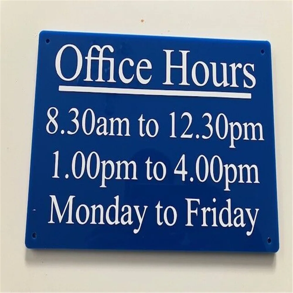 OPENING HOURS SIGN PERSONALISED CUSTOMISED ACRYLIC WEATHERPROOF - 3 x Sizes