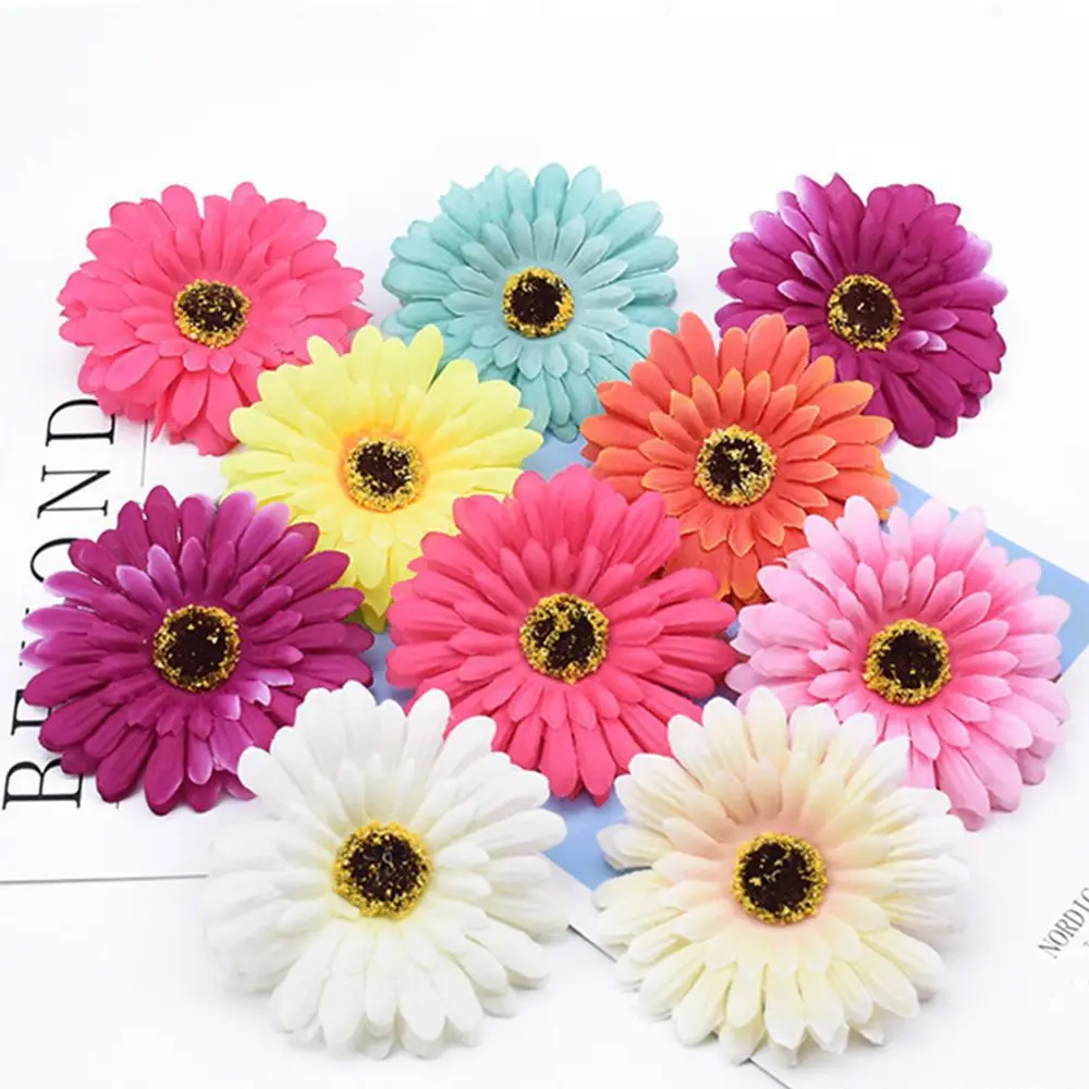 50/100 Stück Künstliche Blumen aus Seide, Gerbera-Blumen für Wanddekoration, Hochzeit, Brautaccessoires, Ausverkauf, Scrapbooking, Heimdekoration, DIY-Geschenkbox – Detail 12