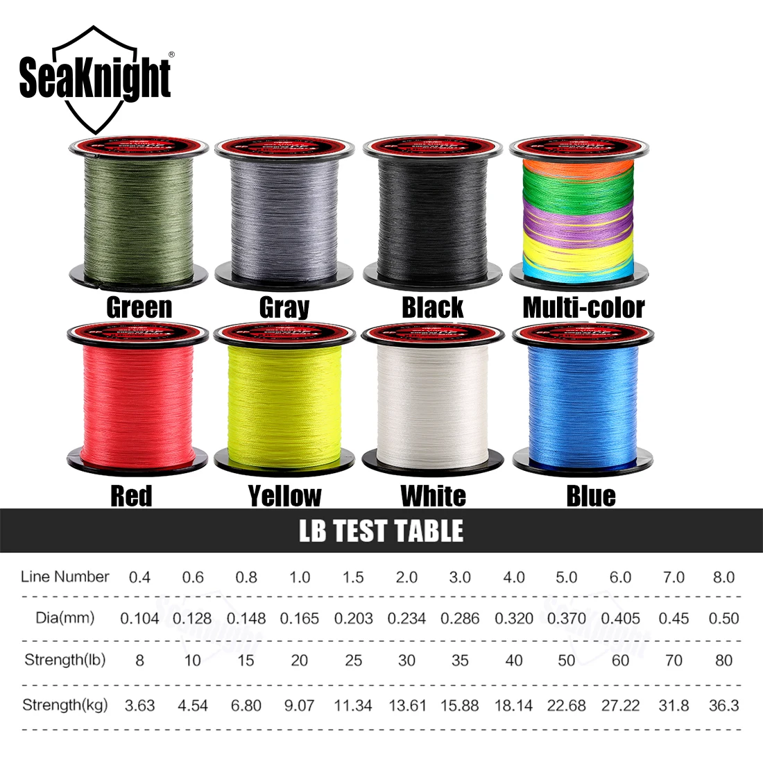 SeaKnight Brand TP Series 300M Fishing Line Braided 4 Strands, 4X Multifilament PE Line 8lb 10lb 15lb 20lb 25lb 30lb 40lb 80lb