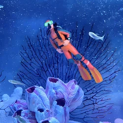 Cute Luminous Mini Diver Aquarium Decor Accessories Simulation Figure Ornament Landscaping Fishtank Plant Live Floating Ball