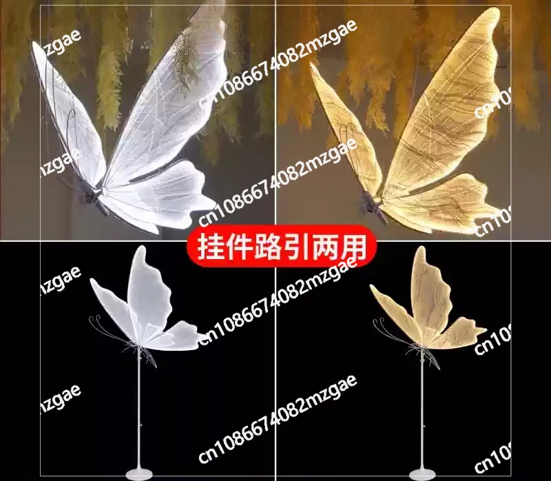 LED Butterfly Wings Hanging Ornament, Glowing Ceiling Decor for Wedding Stage & Runway, Event Photo Booth Backdrop