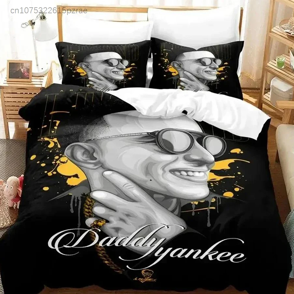 Juego de Ropa de Cama con Estampado 3D de Daddy Yankee, Juego de Cama con Funda de Almohada, Funda de Edredón, Ropa de Cama Suave Tamaño Queen y King para el Hogar