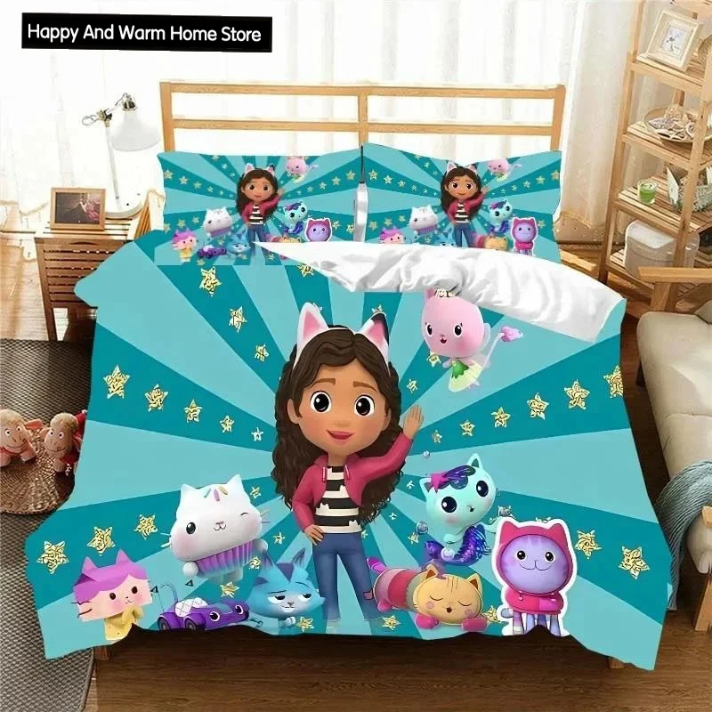 Gabbys D-Dollhouse Bedding Set Duvet Cover Comforter Bed Single Twin Full Queen Youth Boys Girl Boys Gift King Size Bedding Set