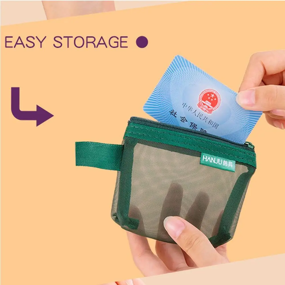 Lipstick Cosmetic Bag Clear Mesh Bag Coin Money Bags Small Item Bag Mini Coin Purse Sanitary Napkin Storage Bag Solid Color