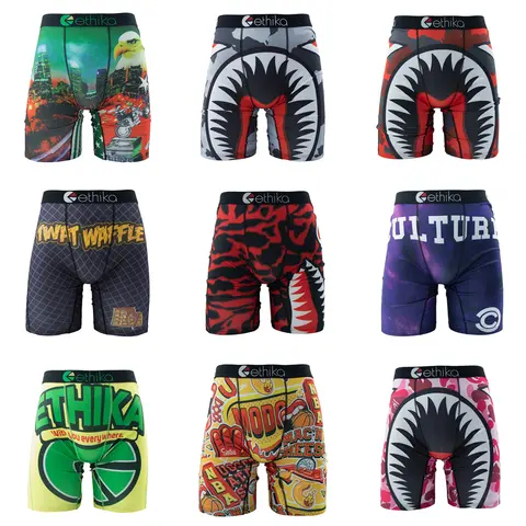 ETHIKA 1Pcs Sexy Men Underwear Boxers Breathable Swimming Man Underpants Plus Size S-3XL Mens Trunks Men's Panties Boxer Briefs