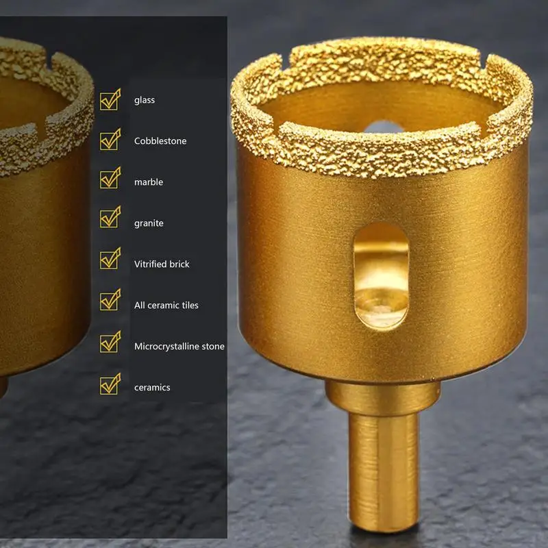 Brocas para azulejos, brocas de núcleo, sierra de agujero de vidrio soldado para porcelana, broca de cerámica para azulejos, granito, mampostería, ladrillo y porcelana