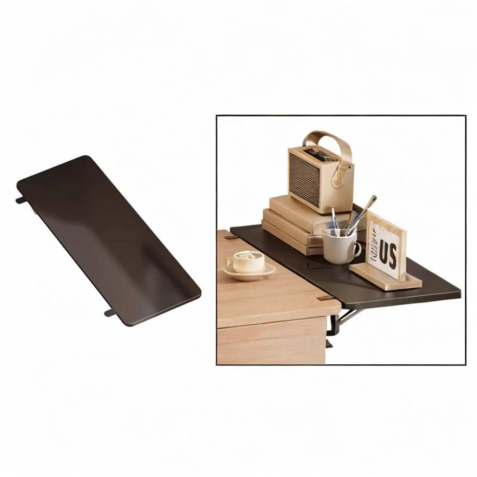 Desk Extender Shelf Arm Rest Black Foldable Clamp on Table Mount Extension Attachment Wrist Support Side Table