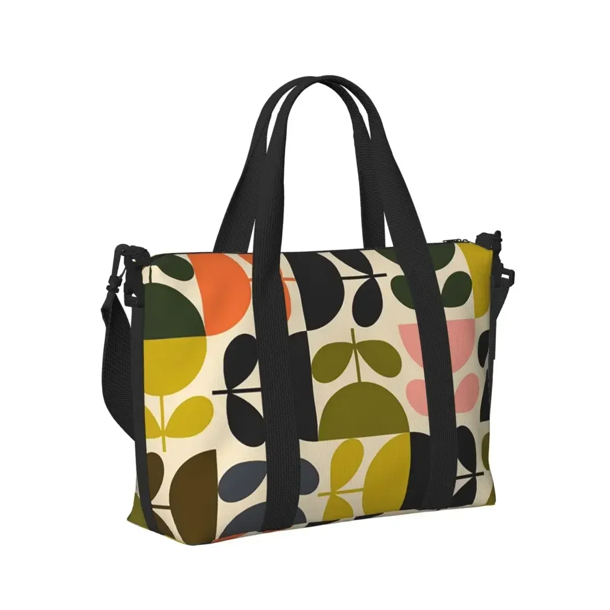 Flower Stem Orla Kiely Pattern Beach Travel Bag Large Capacity Tote Bags for Gym Yoga Women Shopping Duffle Shoulder Bag