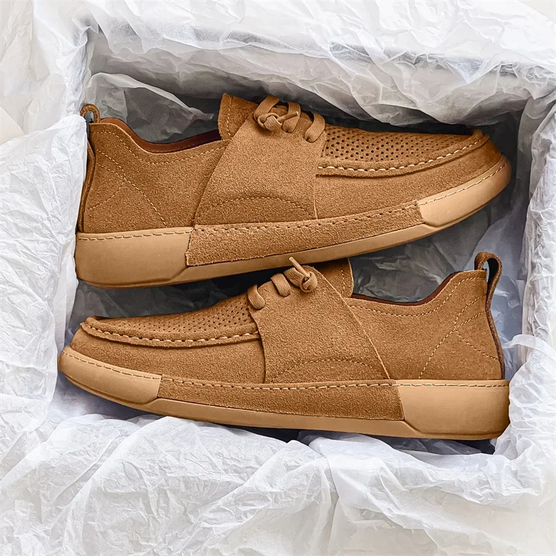

2025 New Men's Designer Leather Casual Trend Flat Bottomed Breathable Lace Up Casual Sports Men's Shoes Sneakers