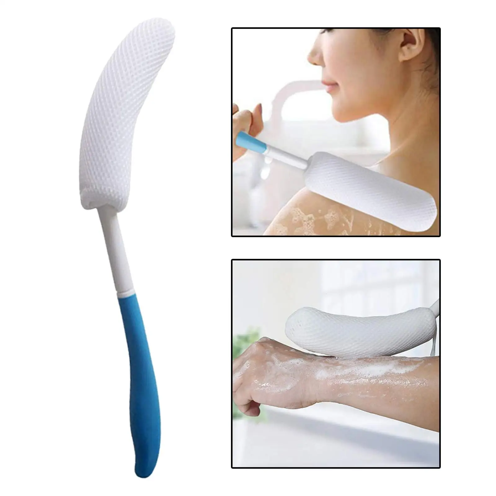 15.35 inch Back Bath Brush for Shower Lotion Applicators with Long Handle Improve Skin\'s Health Wet or Dry Brushing