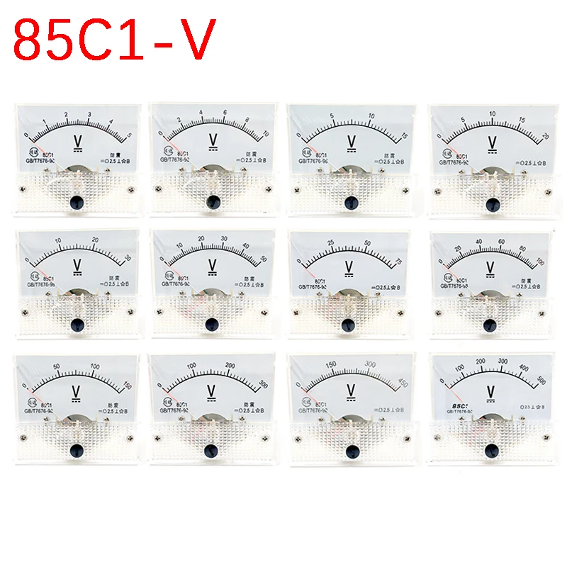 

One stop shopping 85C1 85C1-V DC Analog Panel Voltmeter Ammeter Amp Volt Meter Gauge 1-500V/ V