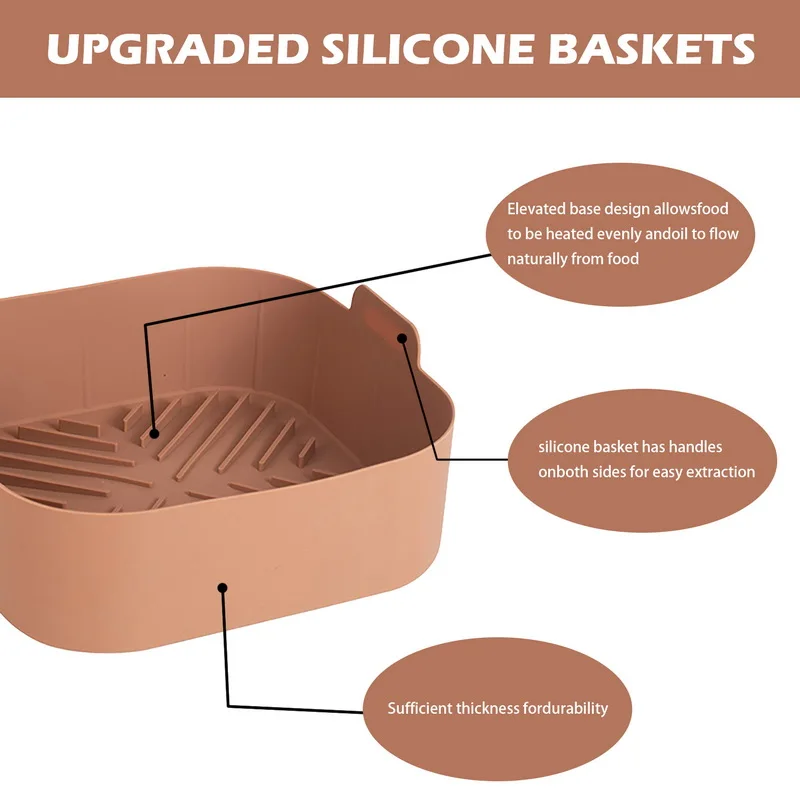 21cm silikonowa beztłuszczowa frytownica pieczenie w piekarniku taca do pizzy smażony kurczak Airfryer do koszyka wielokrotnego użytku mata z