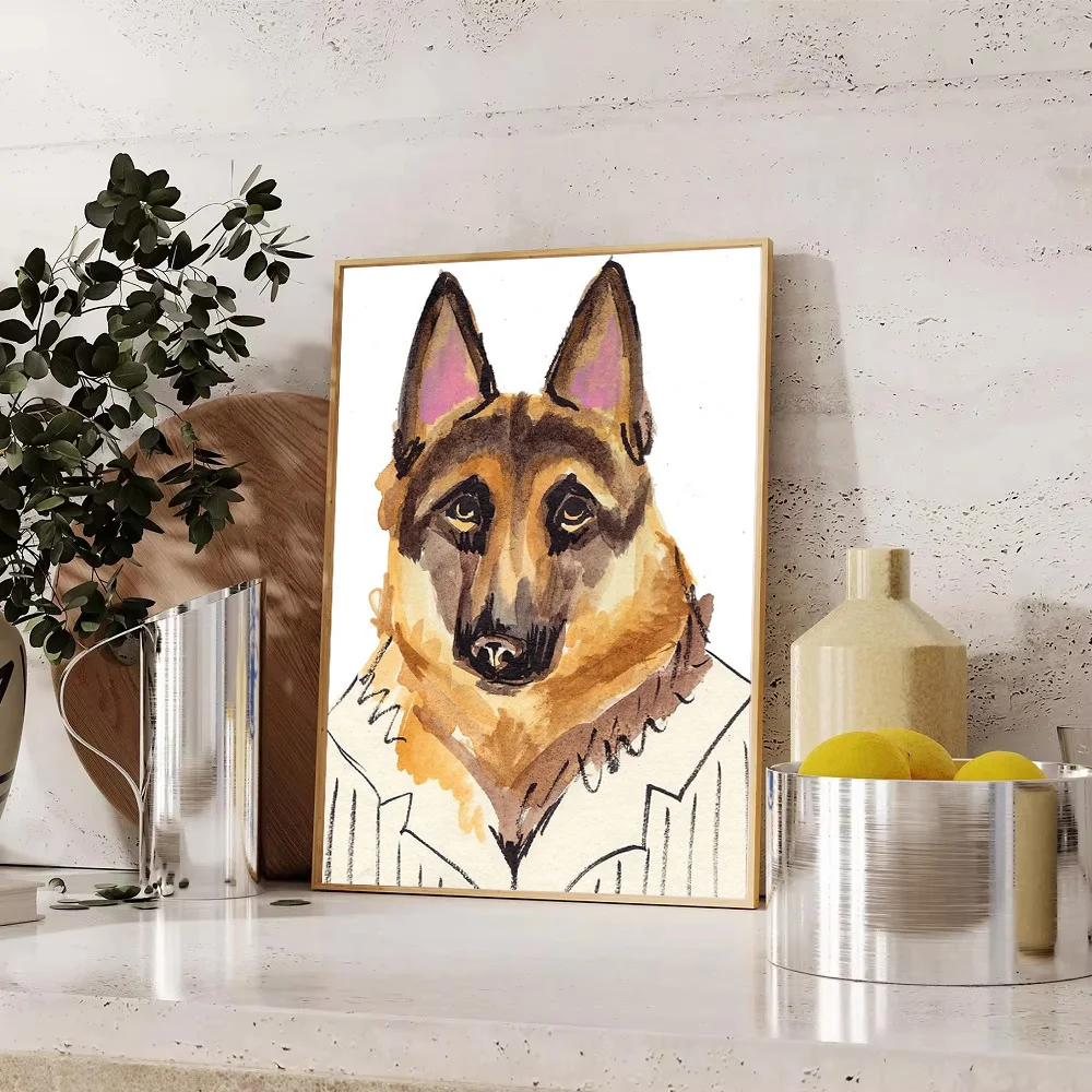 الراعي الألماني قماش جدار الفن الكلب صورة اللوحة الحيوانات الأليفة عاشق هدية ديكور المنزل الحديثة الحيوان صورة طباعة #1