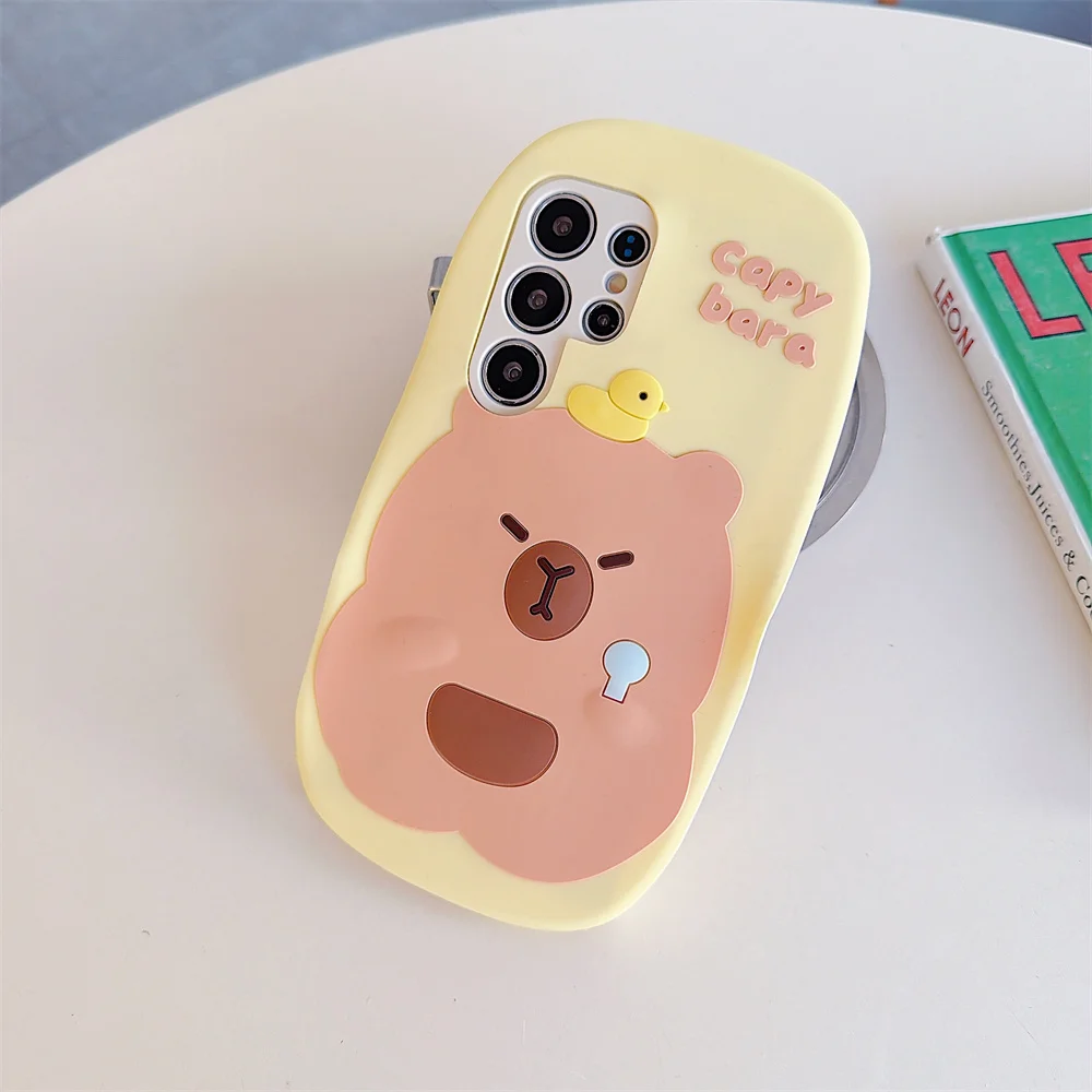 

S26 Ultra Cute Trendy 3D Pastel Capybara Duck Phone Case for SamSung Galaxy S25 S24 S23 A57 A56 Soft Silicone Girl Protect Cover