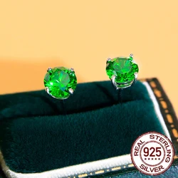 CWWZircons-pendientes de plata de ley 925 con gemas de circonita cúbica para mujer, joyería delicada de color verde esmeralda, regalo de fiesta, SE049