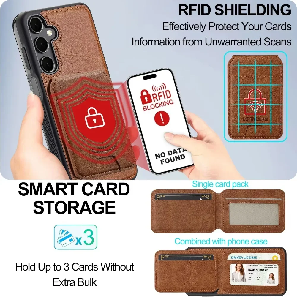 Detachable Magnetic Card Holder Wallet Case For Samsung Galaxy S25 Ultra S24 Plus S23+ Plus Shockproof Protective Leather Cover