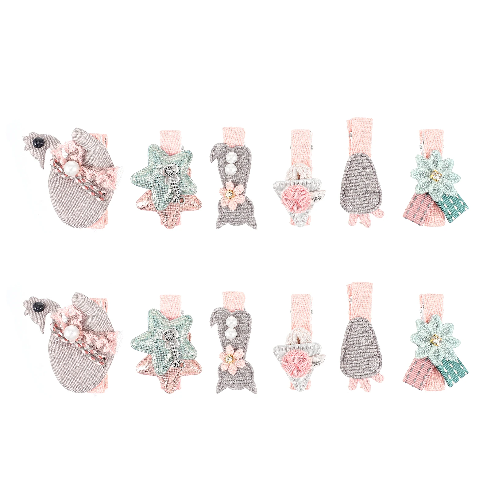 

12pcs Hair Clips Set for Girls Kids Children Baby Fabric Flower Hairpin Accessories Daily Party Birthday naments