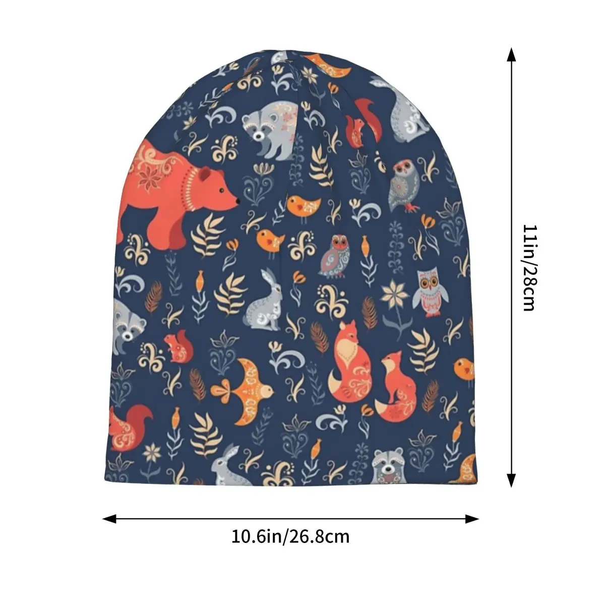 غابة الخيال. الثعلب والدب والراكون والبوم والأرانب والزهور والأعشاب Skullies Beanies قبعات الخريف قبعة محبوكة قبعات بونيه