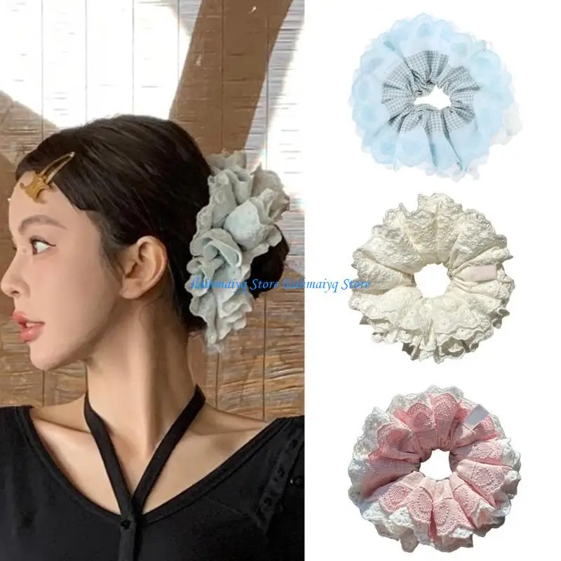 

573B Princess Scrunchies Multi Layer Hair Tie Lacework Hair Rings Enchanting Multi Layer Hair Tie Hair Rope for Girl