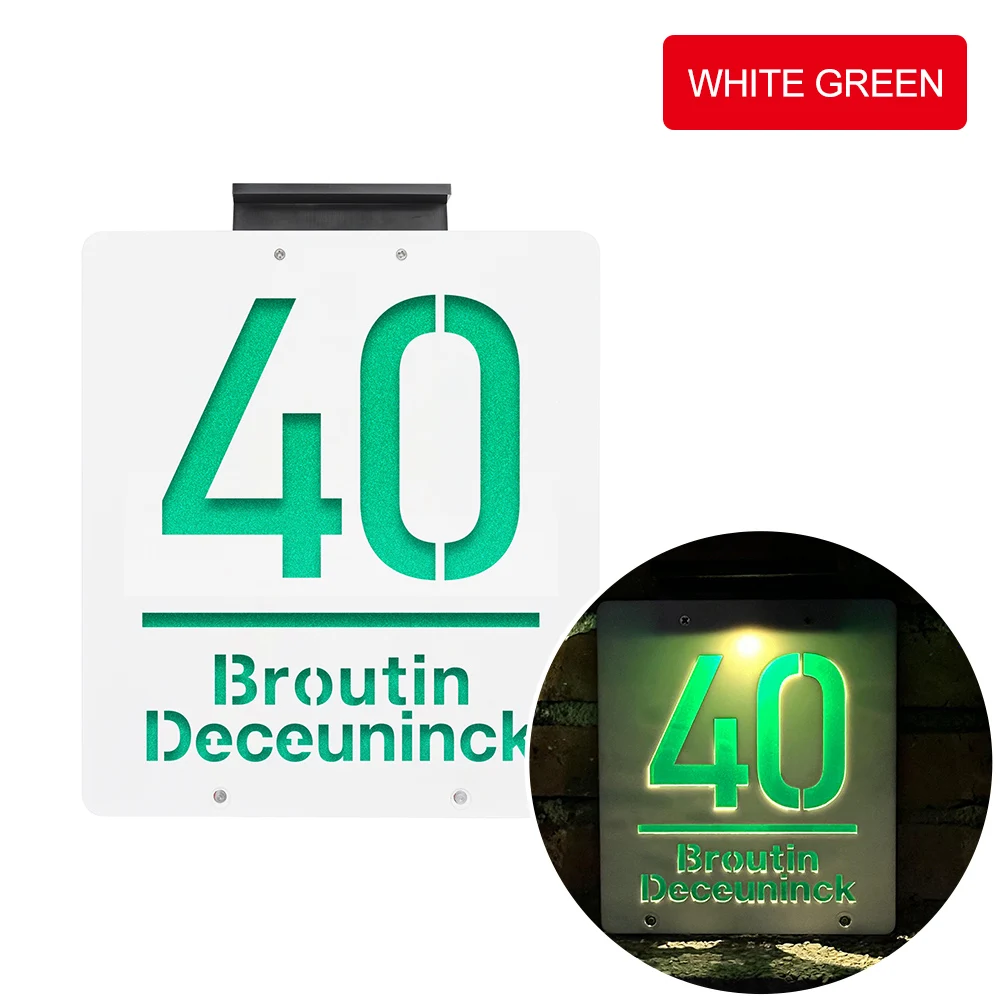 Huisnummer led verlichting solar Gepersonaliseerde huisnummer naambordje voordeur huisnummerbordje LED huisnummer solar led huis