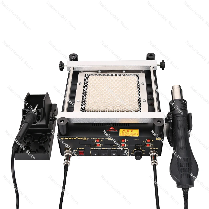 

Platform Three-in-One Preheater BGA Rework Station Heat Gun Desoldering Station Constant Temperature Electric Soldering Iron