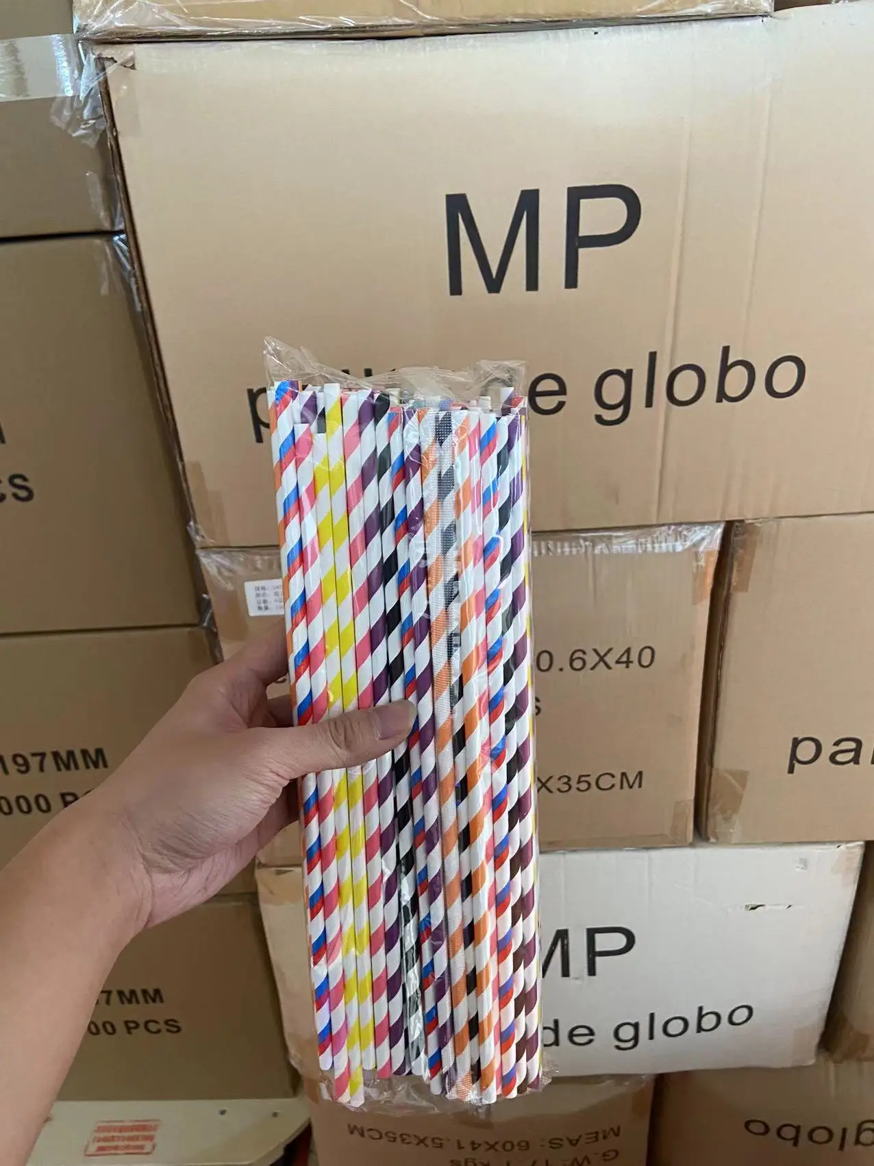 

6*350mm Paper Straws Mxed Colorful Cotton Swabs Food Decoration Dessert Drink Paper Straws for Dessert Coffee Restaurant 100pcs