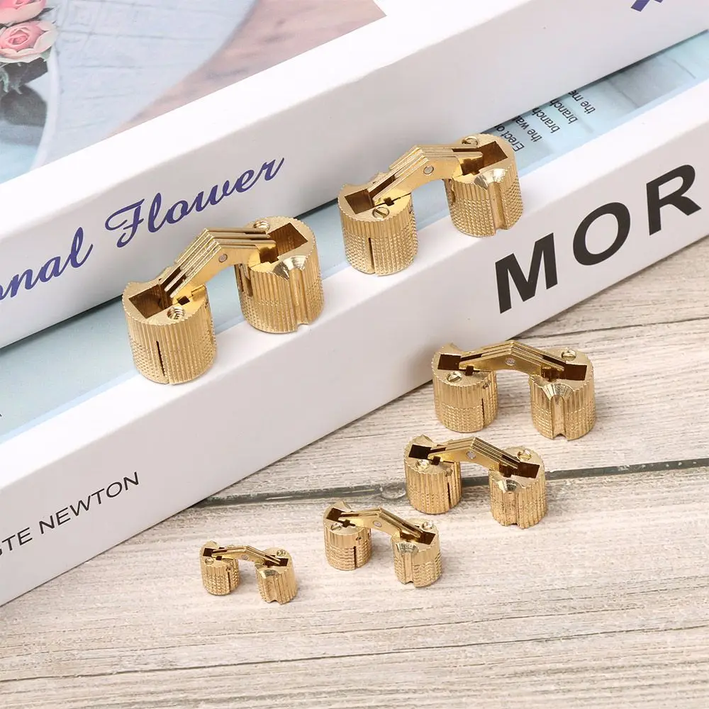 1pc Hardware Cupboard Invisible Furniture Hinges Hidden Brass Hinges Cylindrical