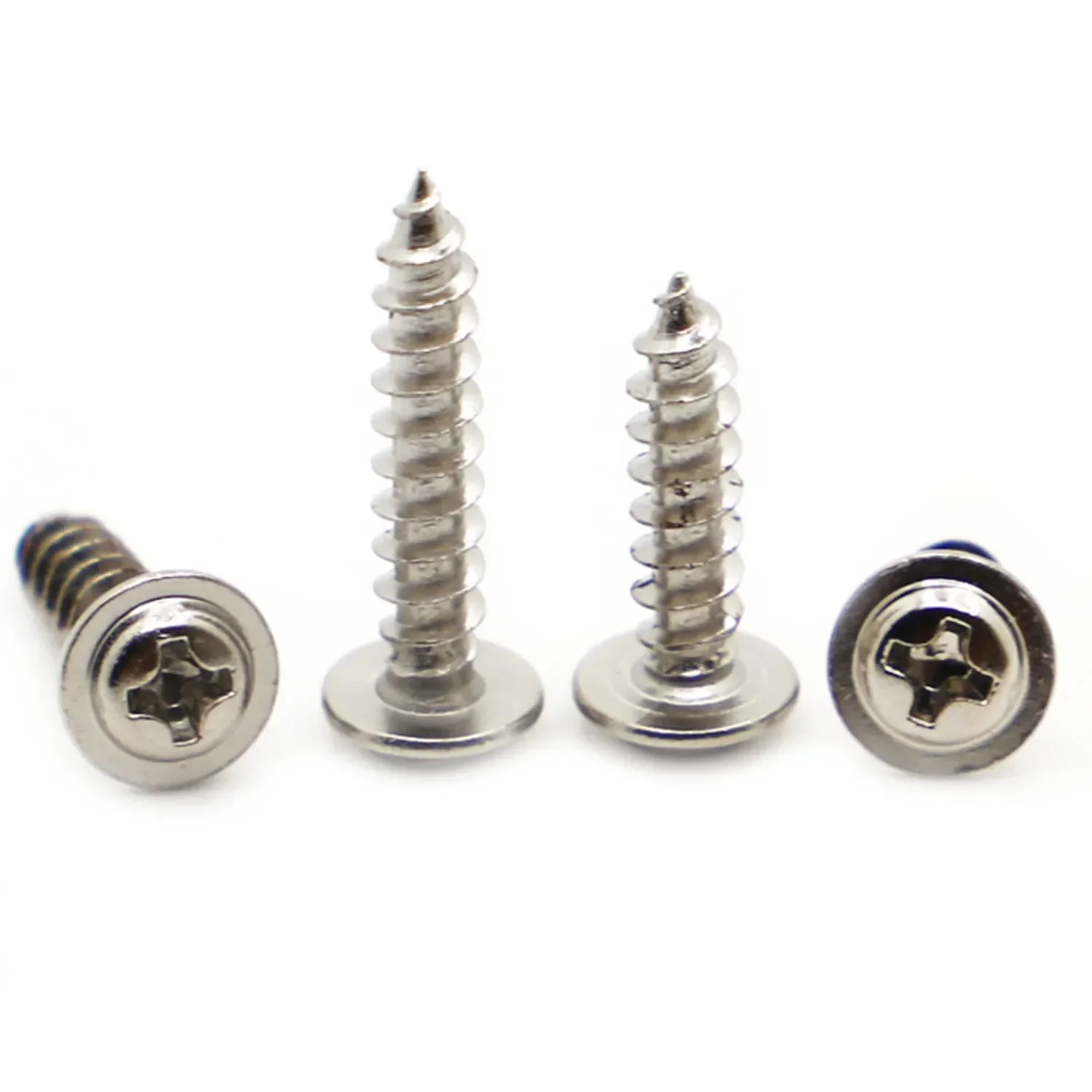 Nickel Steel Self-tapping Screws Cross Round Head PWA Pan Head with Pad Screw M1.2 M1.4 M1.7 M2 M2.3 M2.6 M3 M3.5 M4
