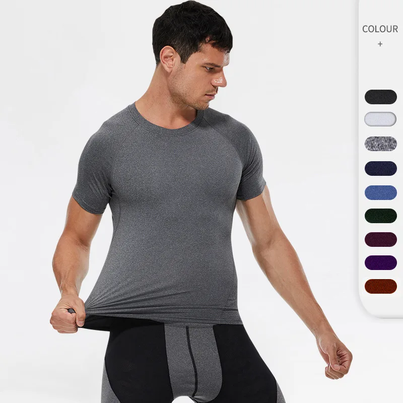 

Men's quick-drying short-sleeved sports running fitness clothing sweat-wicking T-shirt high-elasticity training top