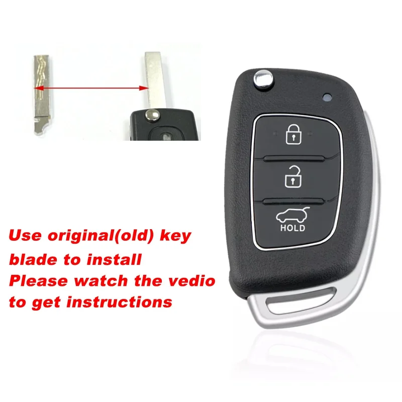 3 Button Flip Car Key Case With Repair Tool Set For Hyundai I10 I20 I40 Ix35 Santa Fe Remote Fob Auto Key Shell Accessories