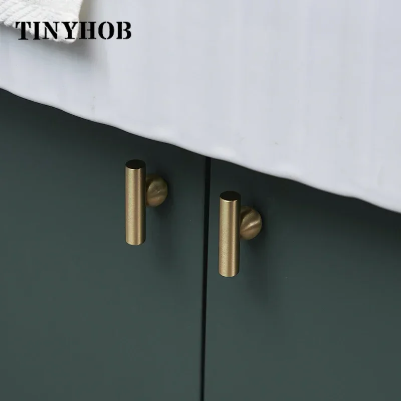 Modern Style/Unique Design Solid Brass Cabinet Drawer Knobs T Bar Handle Bedroom Pulls Kitchen Cabinet Wardrobes Wine Knob