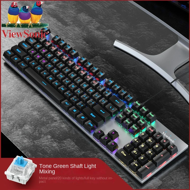 

KU520 True Mechanical Keyboard RGB Gaming Keyboard 104 Keys USB Wired Keyboard Twenty Color Lights for Computer Laptop PC Gamer