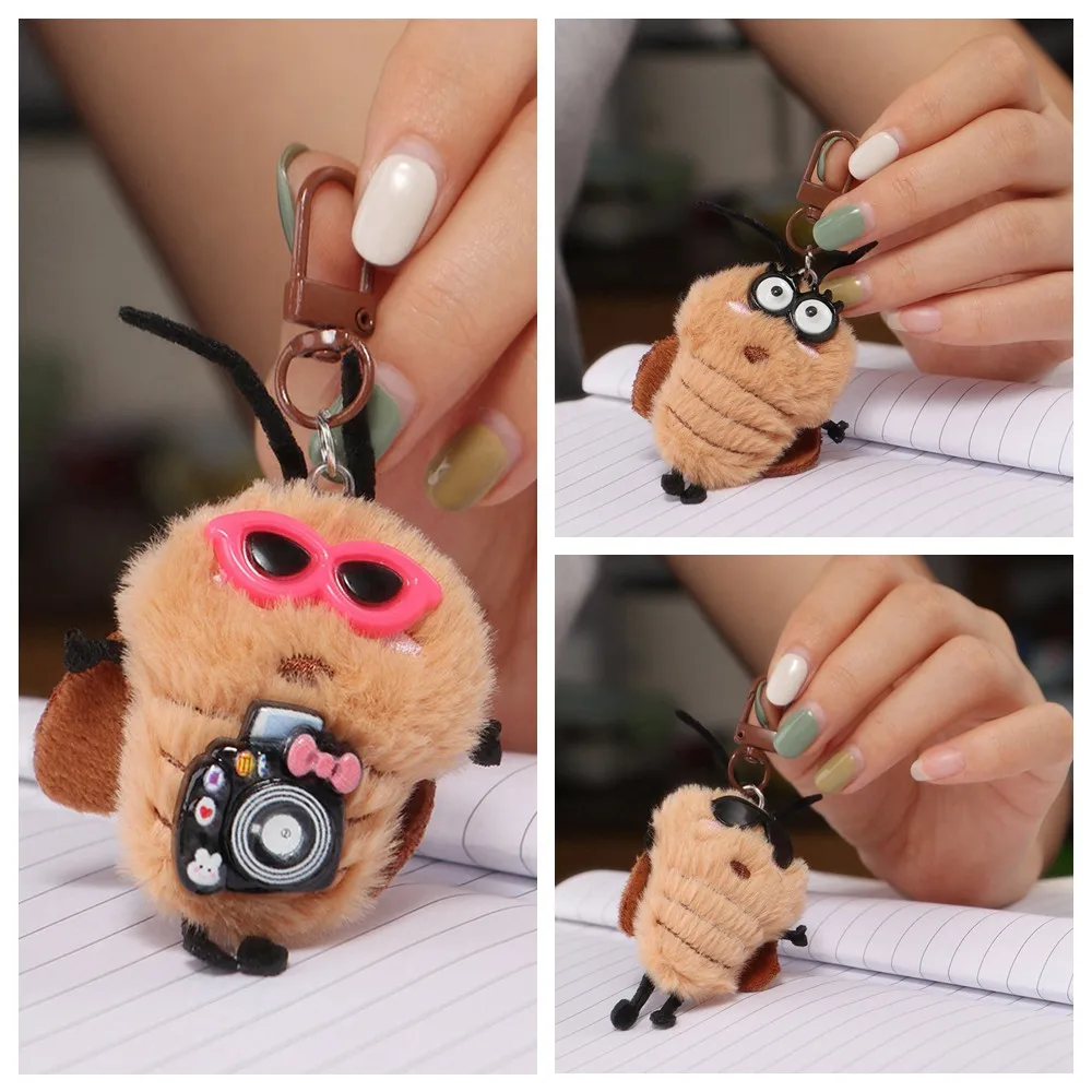Fashion Bag Hanging Cockroach Keychain Ornaments Creative Plush Cockroach Pendant Funny Mini Car Key Ring Gifts