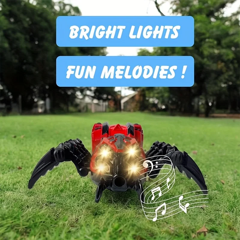 Robô aranha operado por bateria, música engraçada, azul, brinquedo interativo familiar, surpresa de aniversário