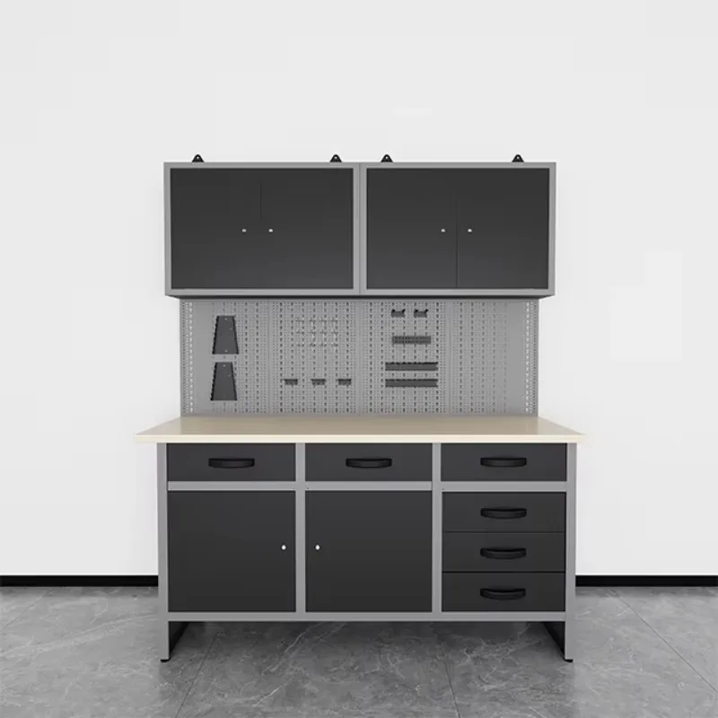 Superior Heavy Duty Wall Cabinet Combined with Pegboard and Workbench, Ideal for Garage Tool Storage and Factory Workshop