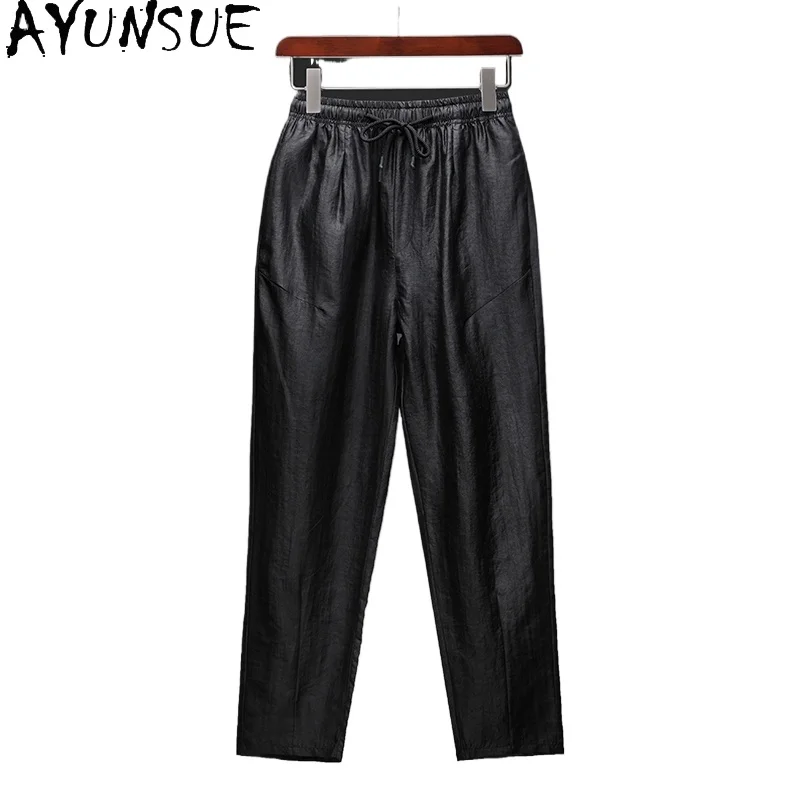 AYUNSUE 100% Mulberry Silk Men Trousers Harem Pants Mens Clothing Summer Casual Trouser Chinese Style Straight Pants 여름바지