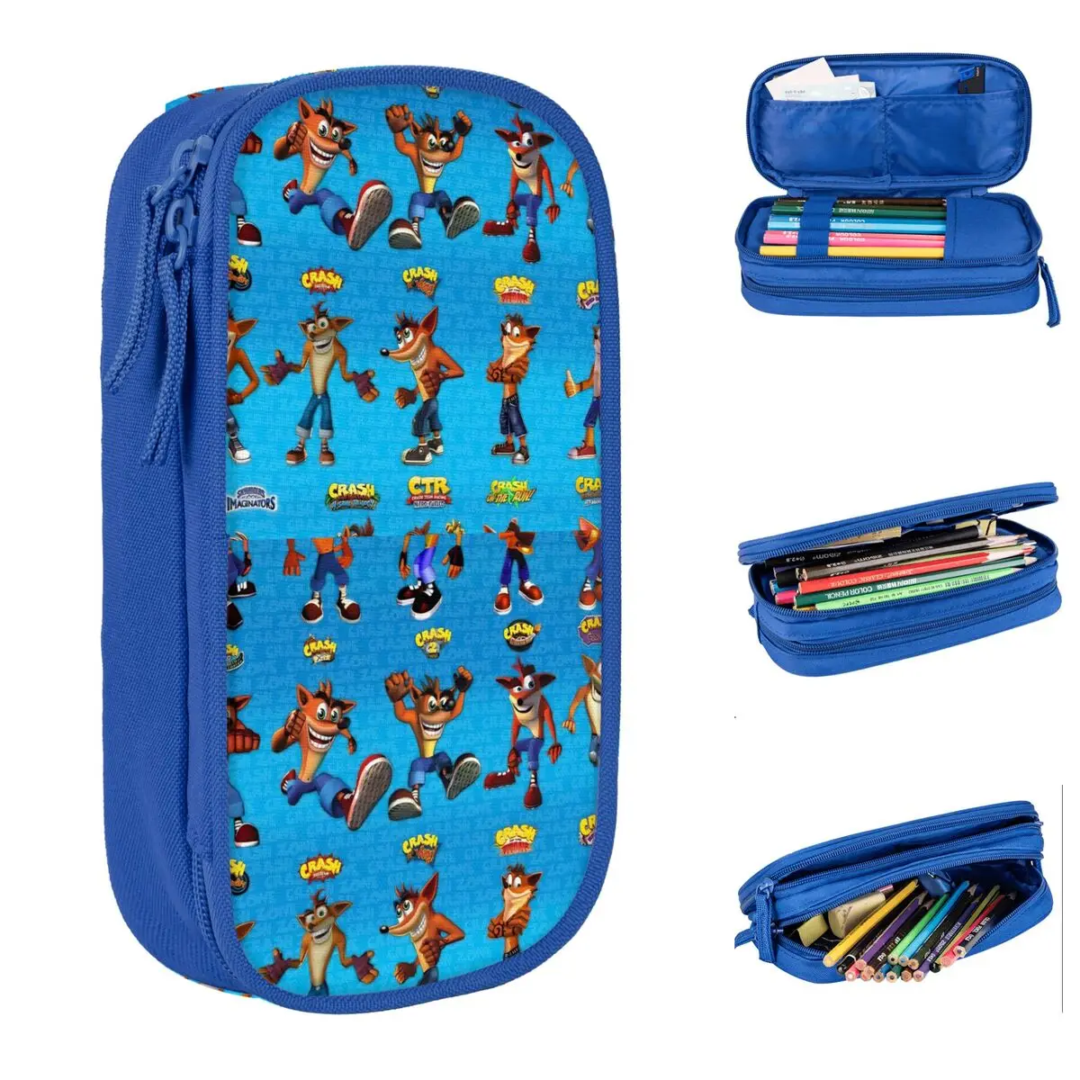 

Милый пенал Crashs Bandicoots, пенал, школьные пеналы для мальчиков и девочек, холст, дизайн, школьные принадлежности