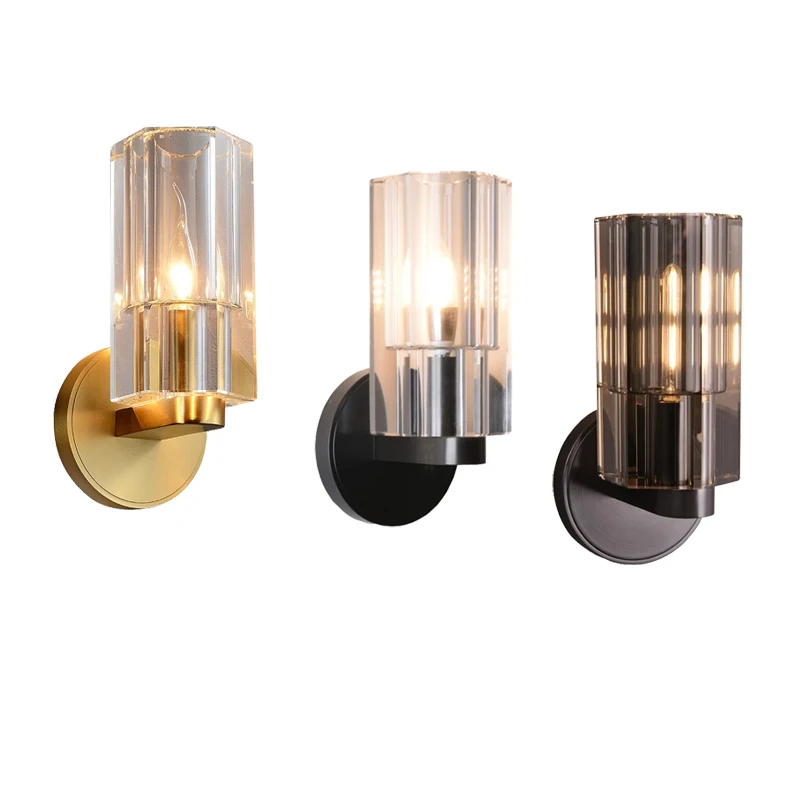 

Postmodern Luxury 2025 Thick Crystal Wall Lamp Bronze Black Copper Sconce Lighting Bedside Aisle Decoration Light Fixture